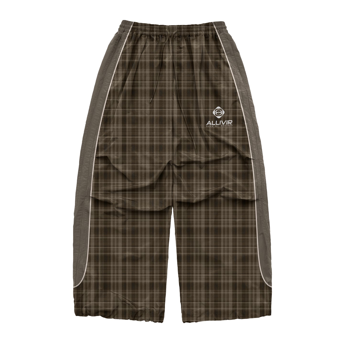Allivir Champ Nylon Pants - Mocha Plaid