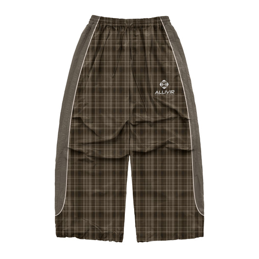 Allivir Champ Nylon Pants - Mocha Plaid